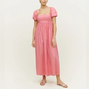 Reformation Pink Puff Sleeve Maxi Dress